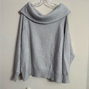 H&M Off The Shoulder Light Gray Marled Sweater Womens XXL